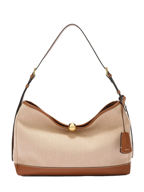 Women's Shoulder Bag - Liviana Lux Model - Leather & Fabric