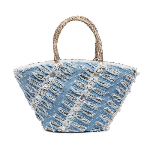 Women's Shopper Bag - Woven Straw - Cotton - Casual