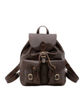 Women's Shoulder Bag - False Design - Genuine Leather