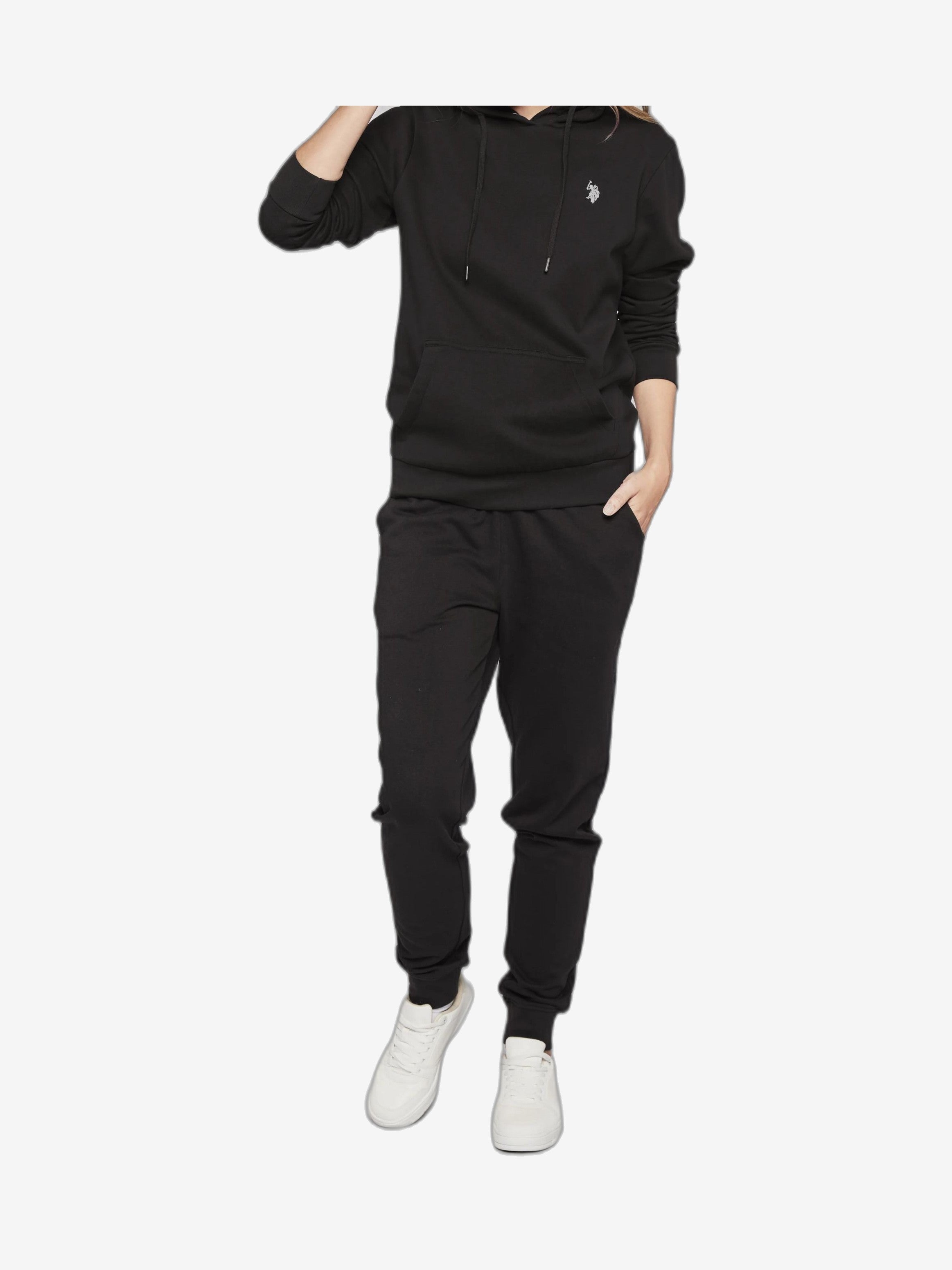 U.S. POLO Felpe Con Cappuccio Unisex Nero Cotone Con Cappuccio