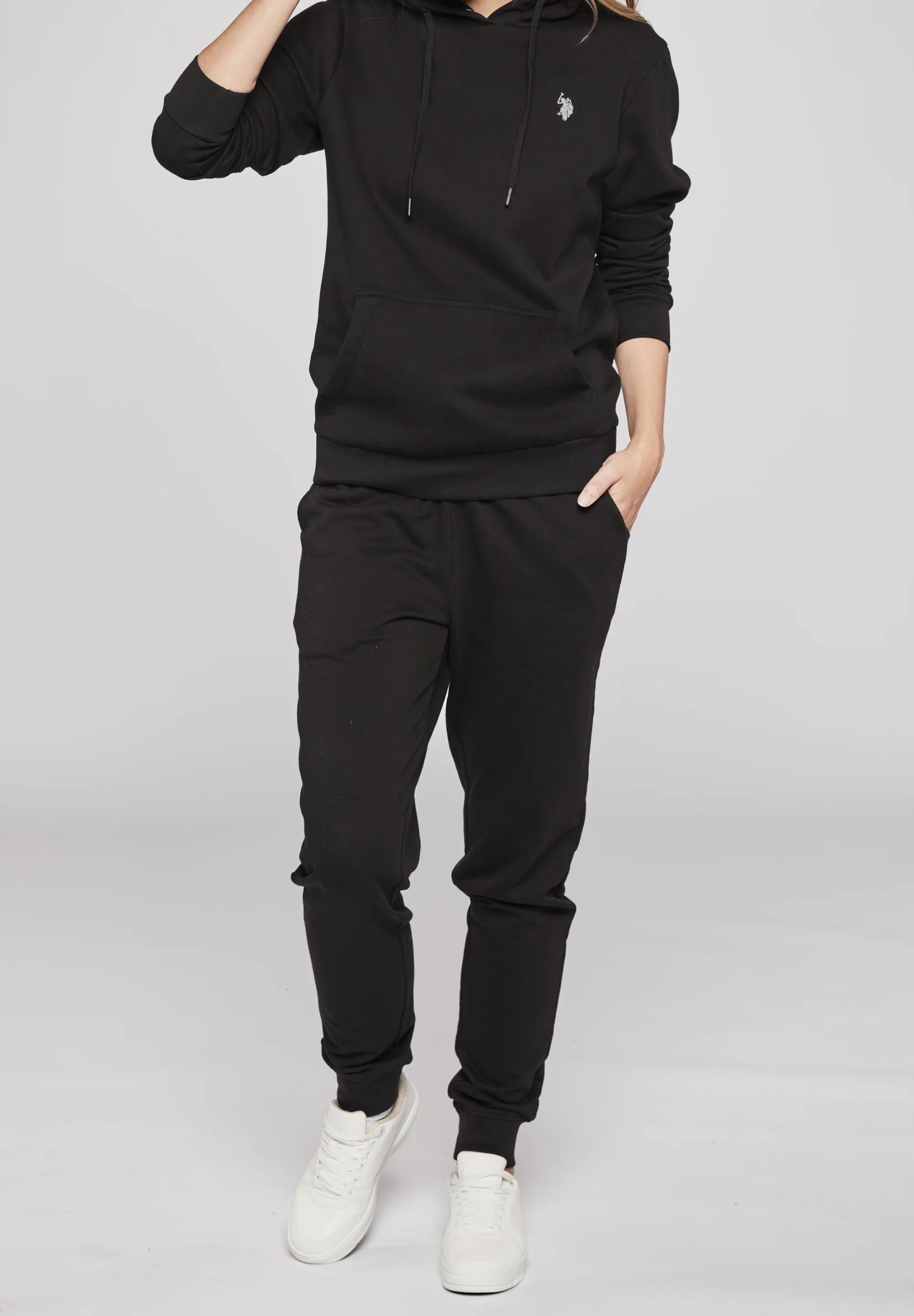 U.S. POLO Felpe Con Cappuccio Unisex Nero Cotone Con Cappuccio