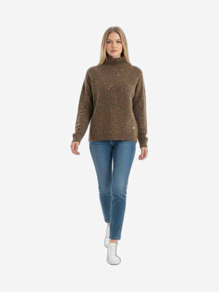 FRESH FLOWER Dolcevita Donna Cioccolato Lurex Collo Alto