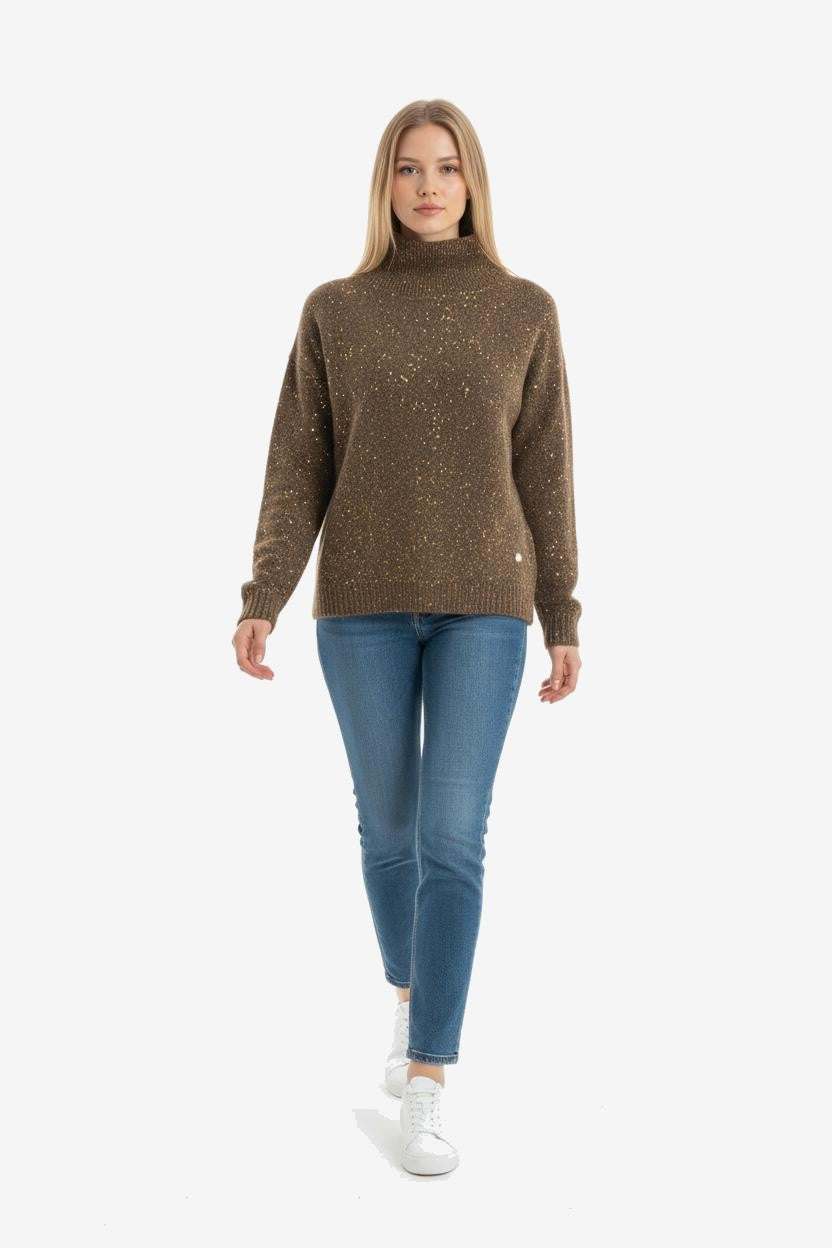 FRESH FLOWER Dolcevita Women Chocolate Lurex High Neck