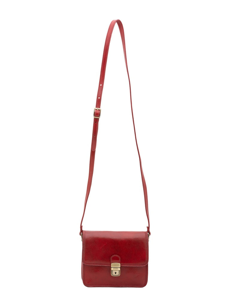 Women's Shoulder Bag - False Design - Genuine Leather