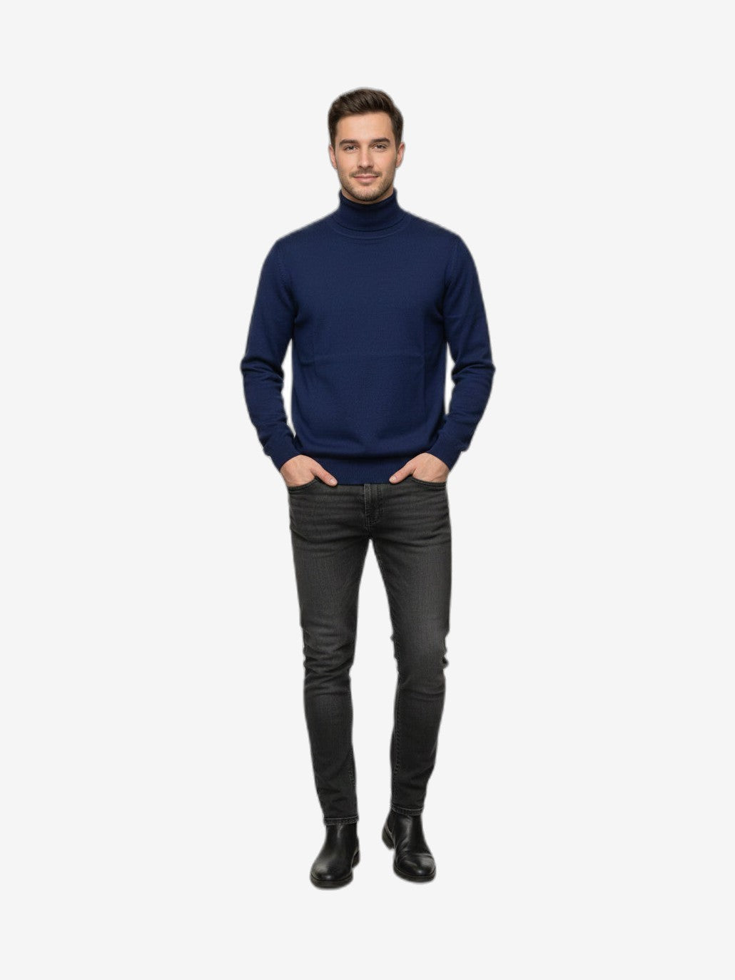 ICEBERG Rollkragenpullover Herren Blau Baumwolle Hochkragen
