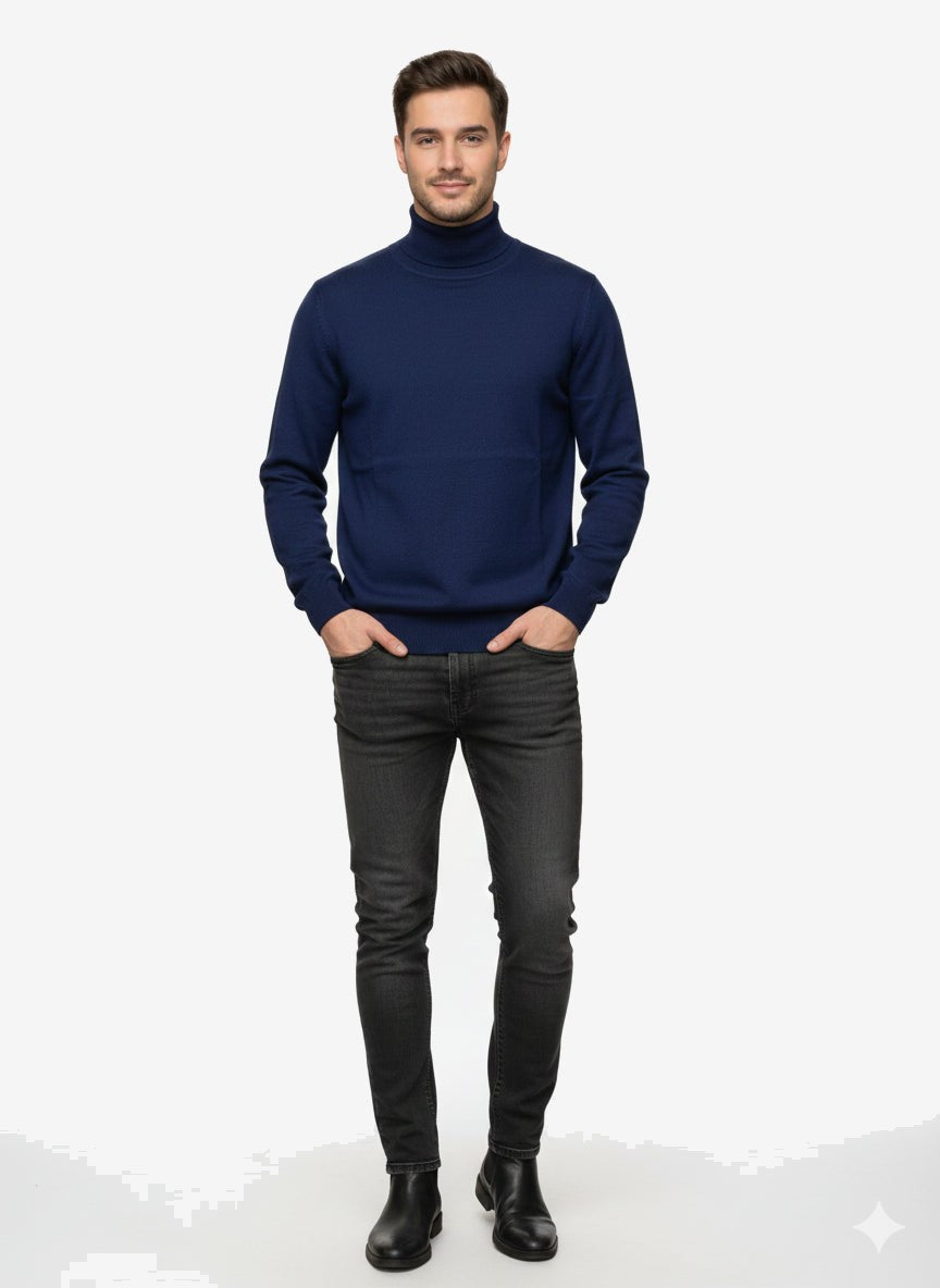 ICEBERG Rollkragenpullover Herren Blau Baumwolle Hochkragen