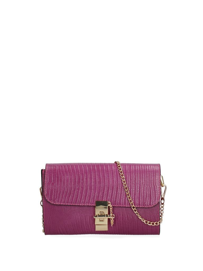 Women's Shoulder Bag - False Design - Genuine Leather