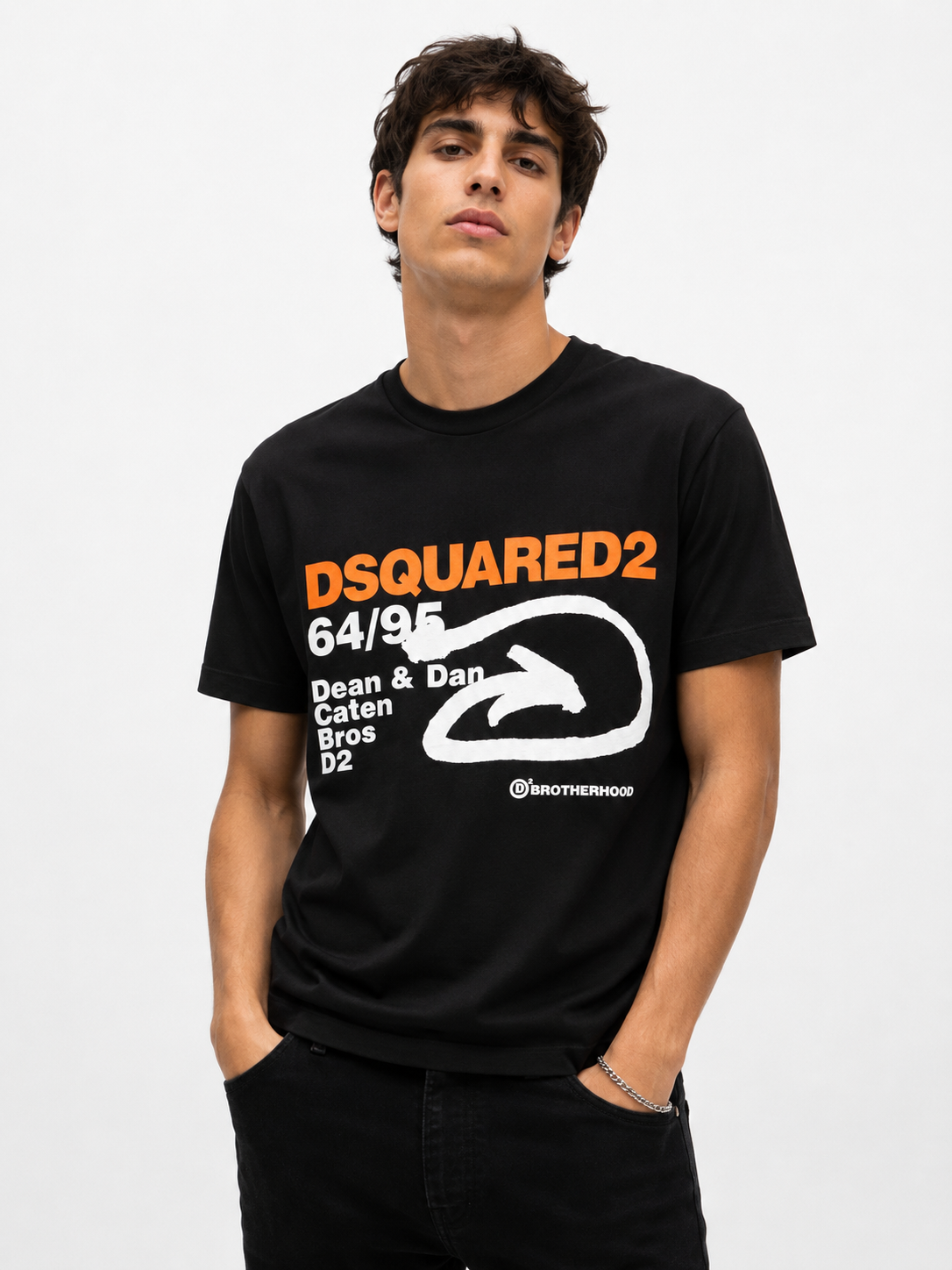 T-Shirt DSQUARED2 Uomo Arancione/Nero