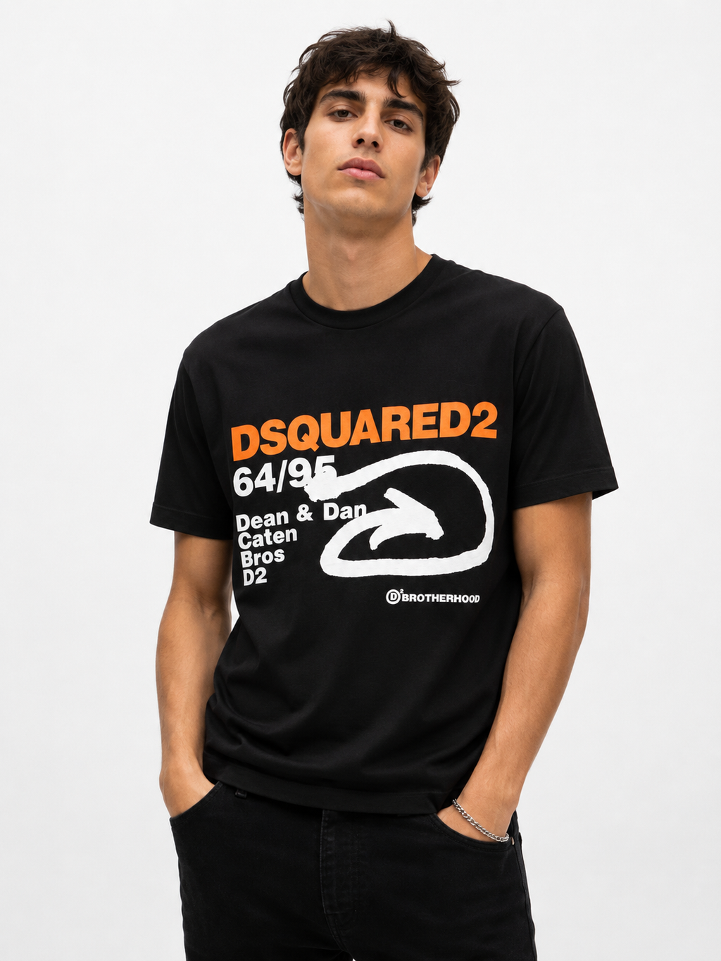 Dsquared2 T-Shirt Uomo Arancione/Nero