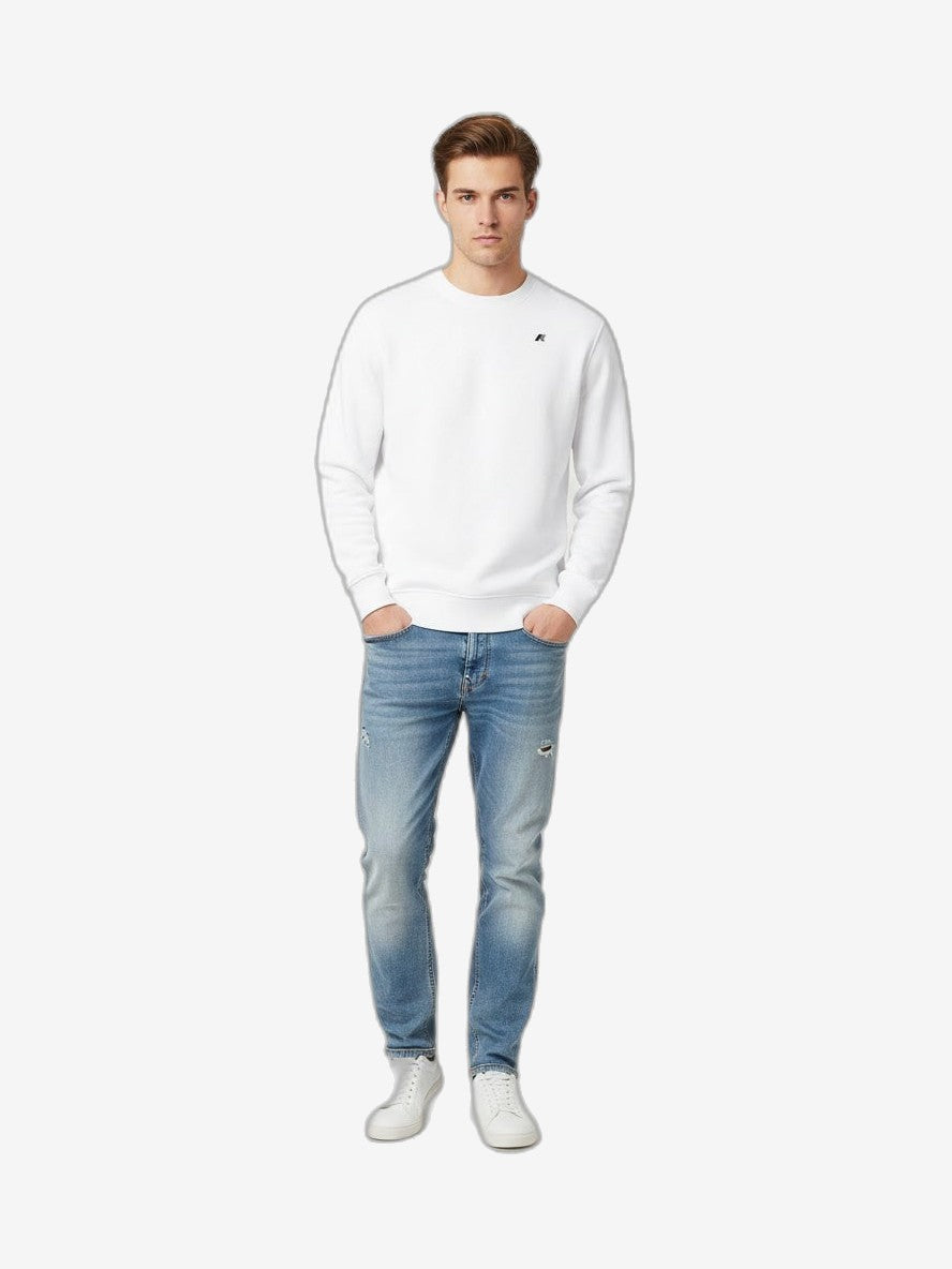K-WAY Felpa Uomo Bianco Cotone Girocollo