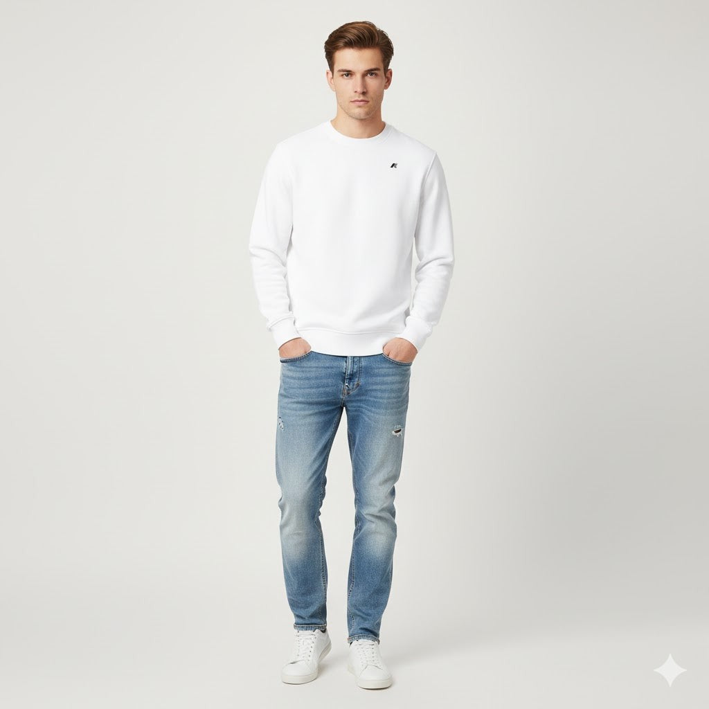 K-WAY Felpa Uomo Bianco Cotone Girocollo