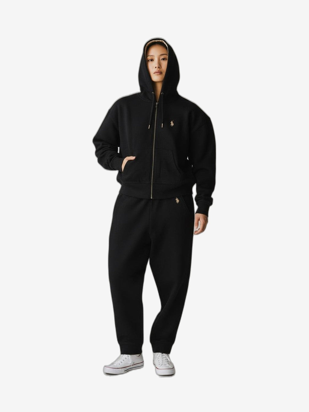 U.S. POLO Felpe Con Cappuccio Donna Nero Cotone Con Cappuccio