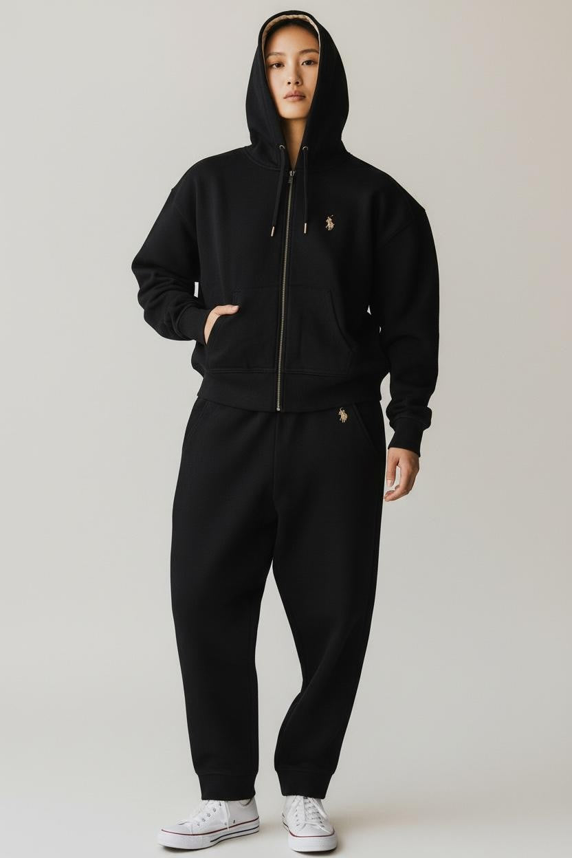 U.S. POLO Felpe Con Cappuccio Donna Nero Cotone Con Cappuccio