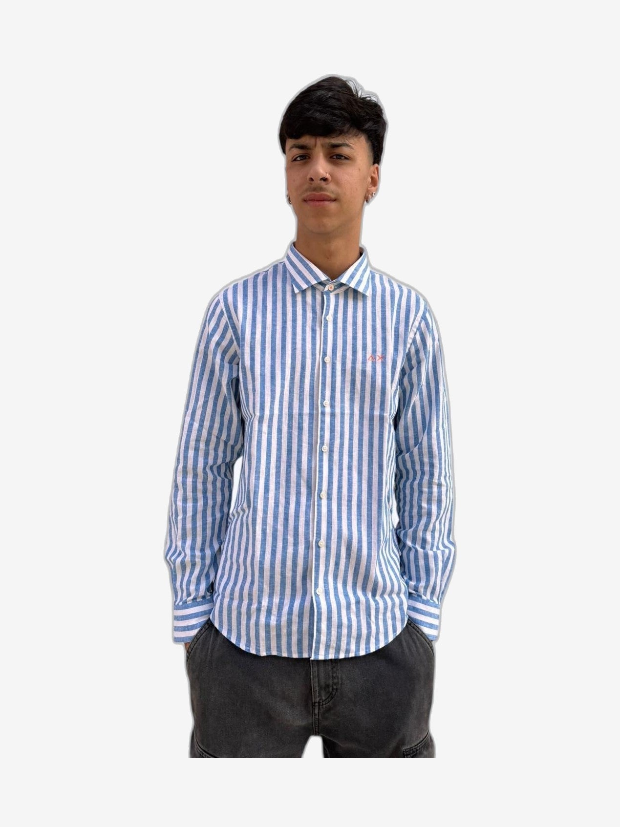 SUN68 Fancy Stripe Uomo Bianco Cotone