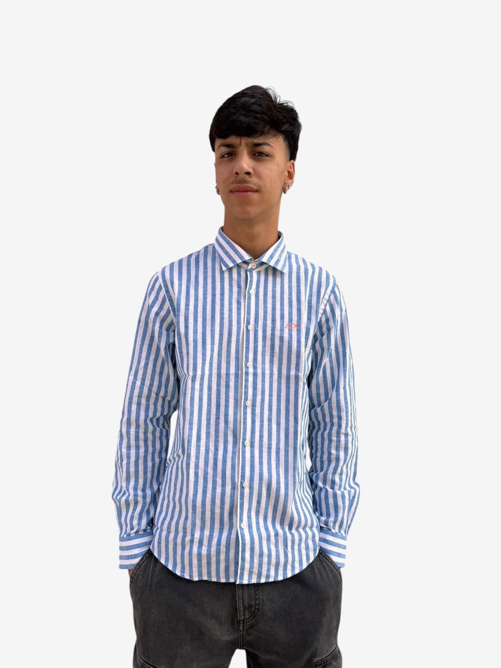 SUN68 Fancy Stripe Herren Weiß Baumwolle