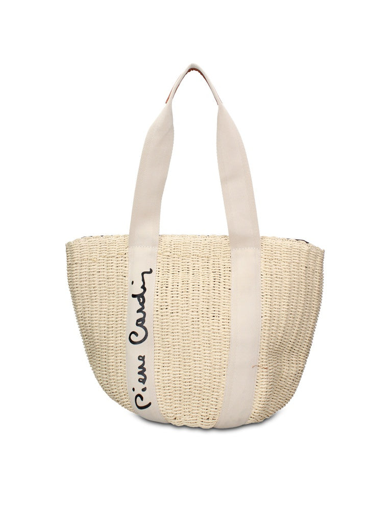 Women's Handbag - Capri Style - Straw & Genuine Leather