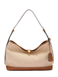 Women's Shoulder Bag - Liviana Lux Model - Leather & Fabric