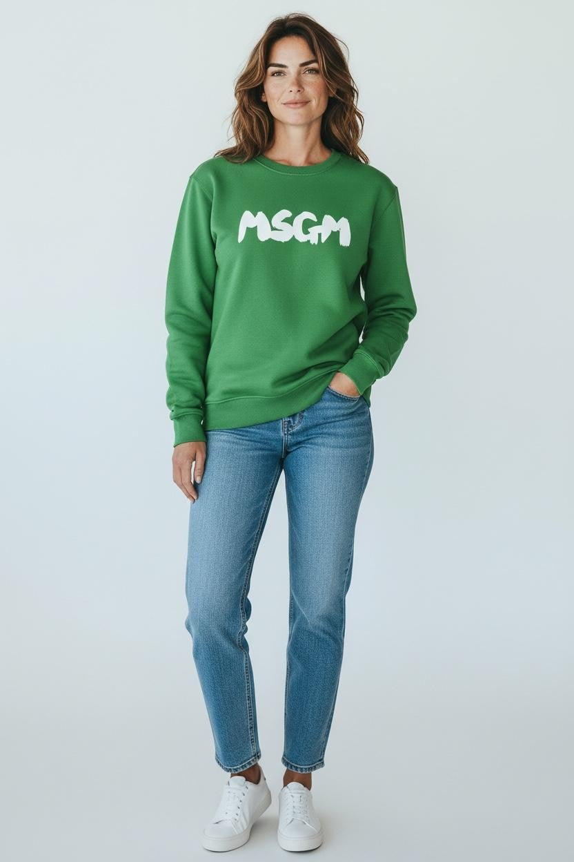 MSGM Damen Hoodie Grün Baumwolle