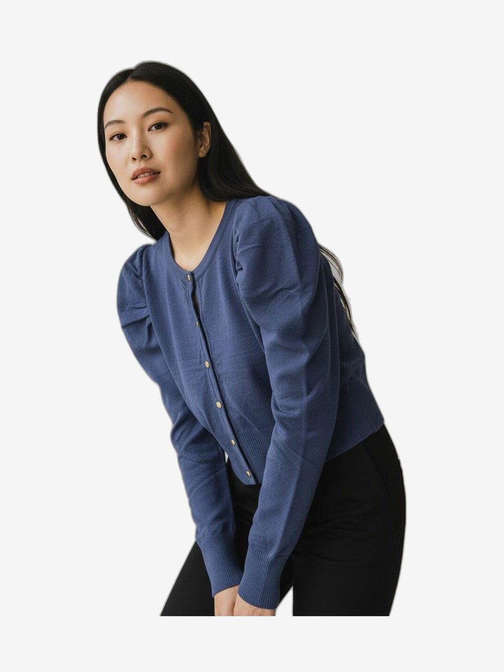 MARIUCCIA MILANO Cardigan Spallina Mujer Azul Algodón Cuello Redondo