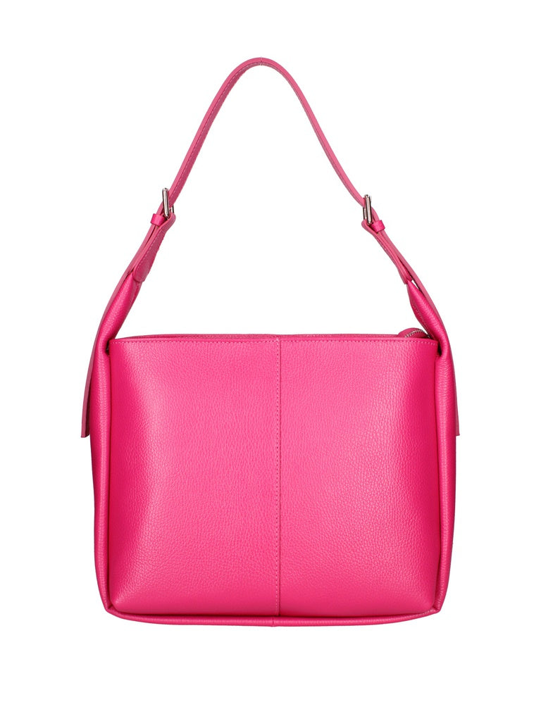 Women's Shoulder Bag - False Design - Leather & Fabric Mix