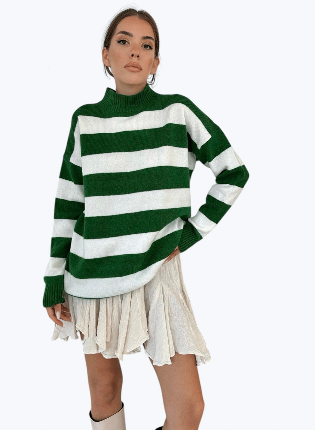 Maglieria Lonca Donna Verde/Bianco