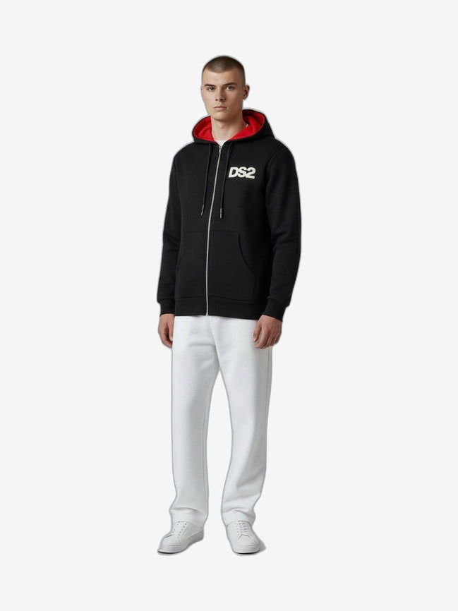 DS2 Felpa Con Zip Unisex Bianco Cotone