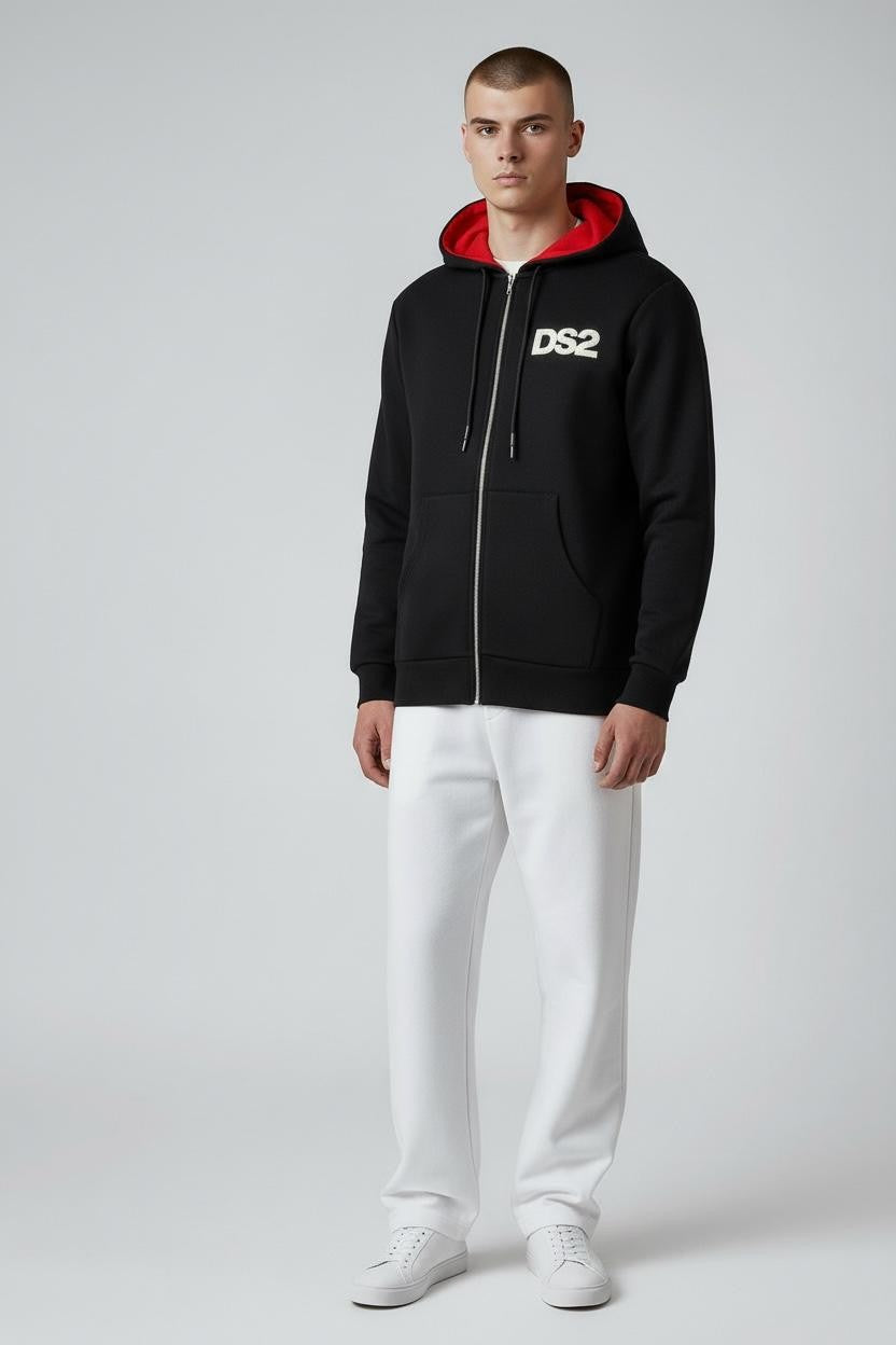 DS2 Felpa Con Zip Unisex Bianco Cotone