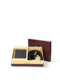 Men's Wallet & Belt Set - Genuine Leather & Polyester