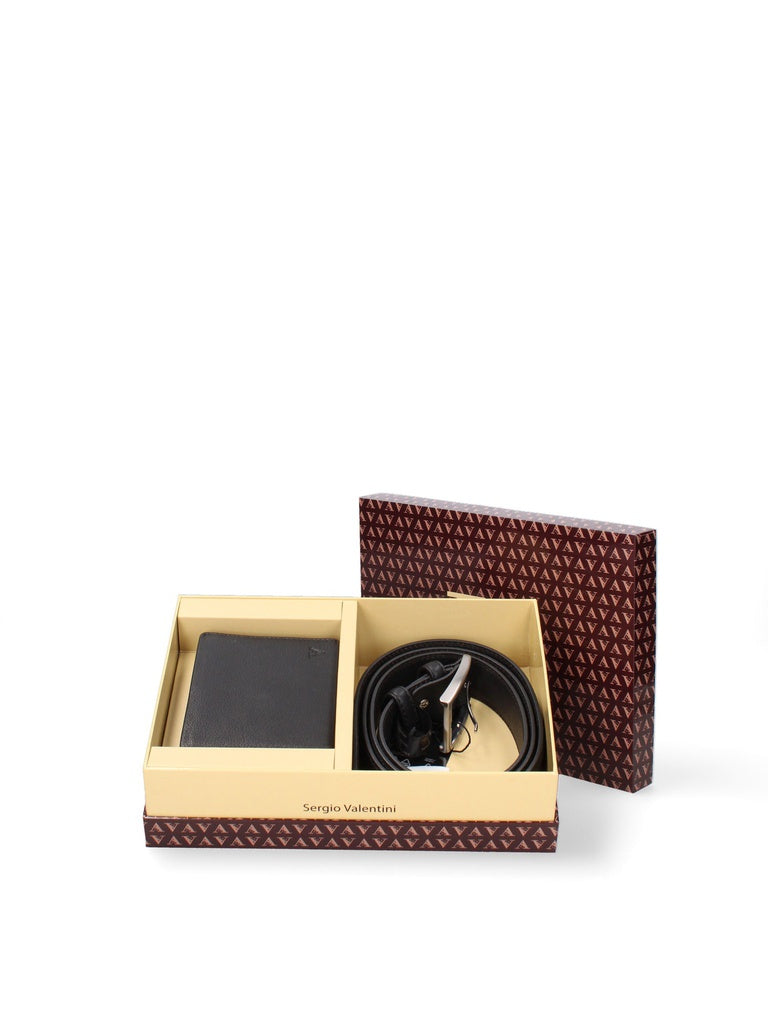 Men's Wallet & Belt Set - Genuine Leather & Polyester