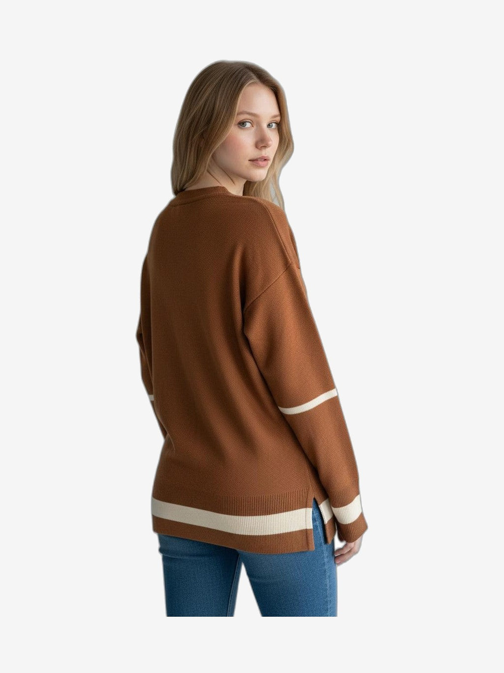 MARIUCCIA MILANO Damen-Pullover Braun Baumwolle Rundhals