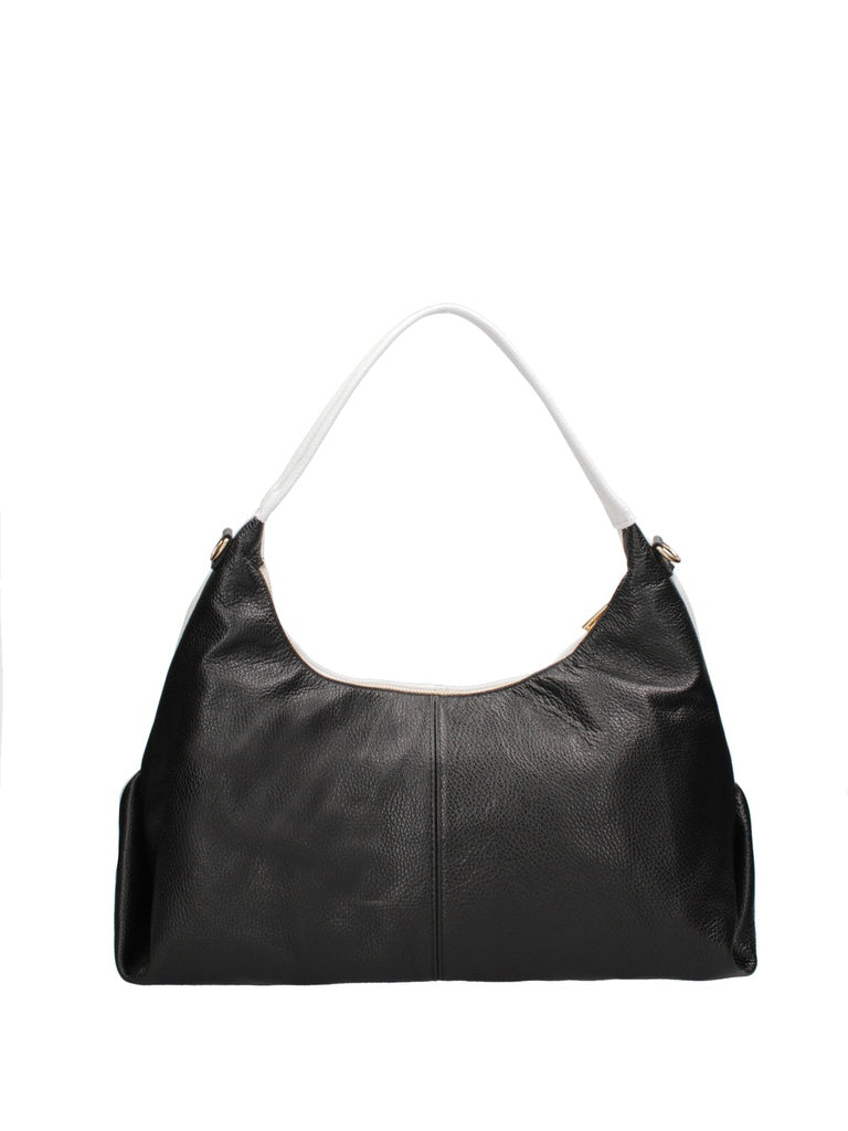 Women's Shoulder Bag - False Design - Genuine Leather