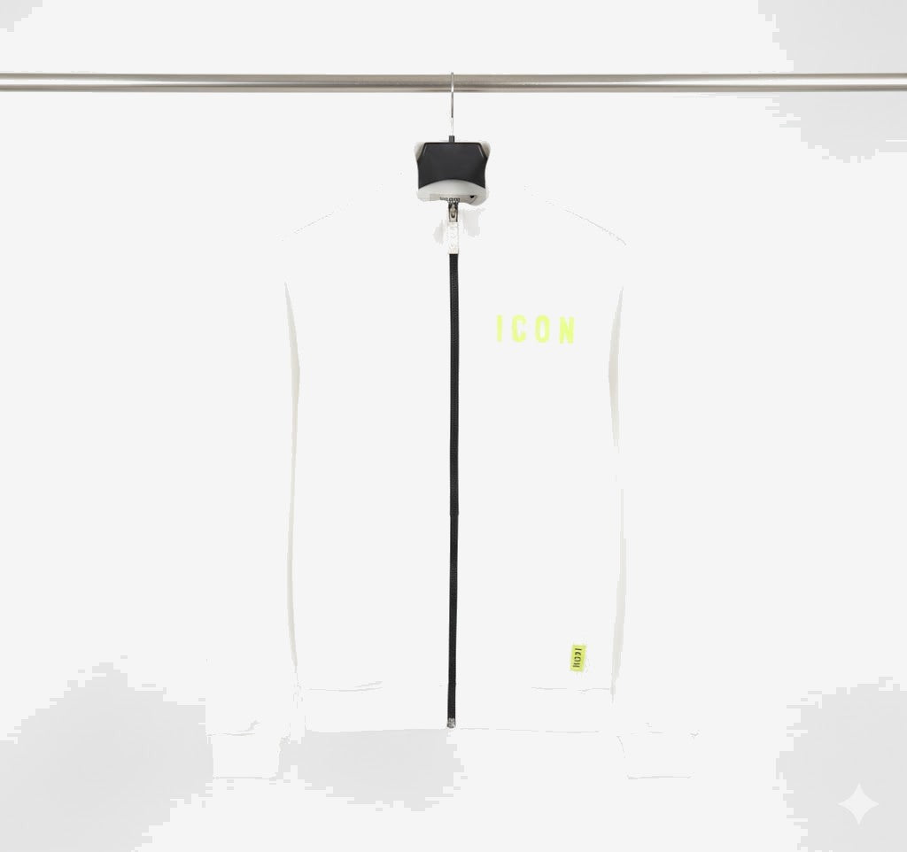 ICON Giacca Unisex Bianco Cotone Collo Alto