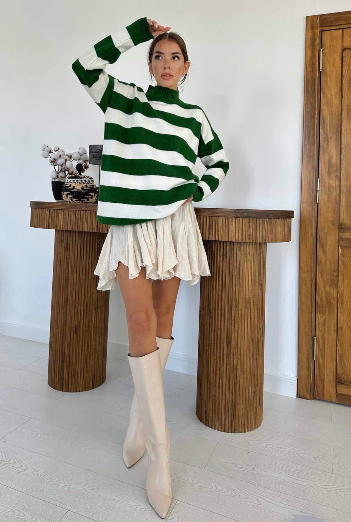 Maglieria Lonca Donna Verde/Bianco