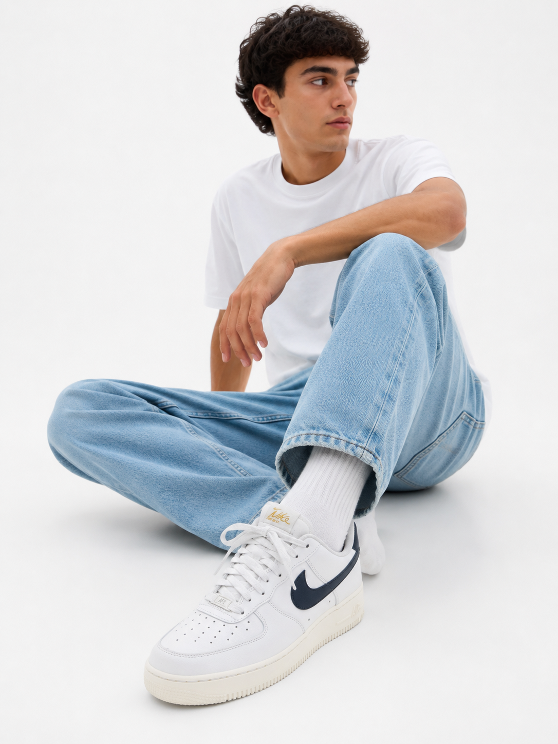 Nike Air Force1 Scarpe Donna Bianco/Blu