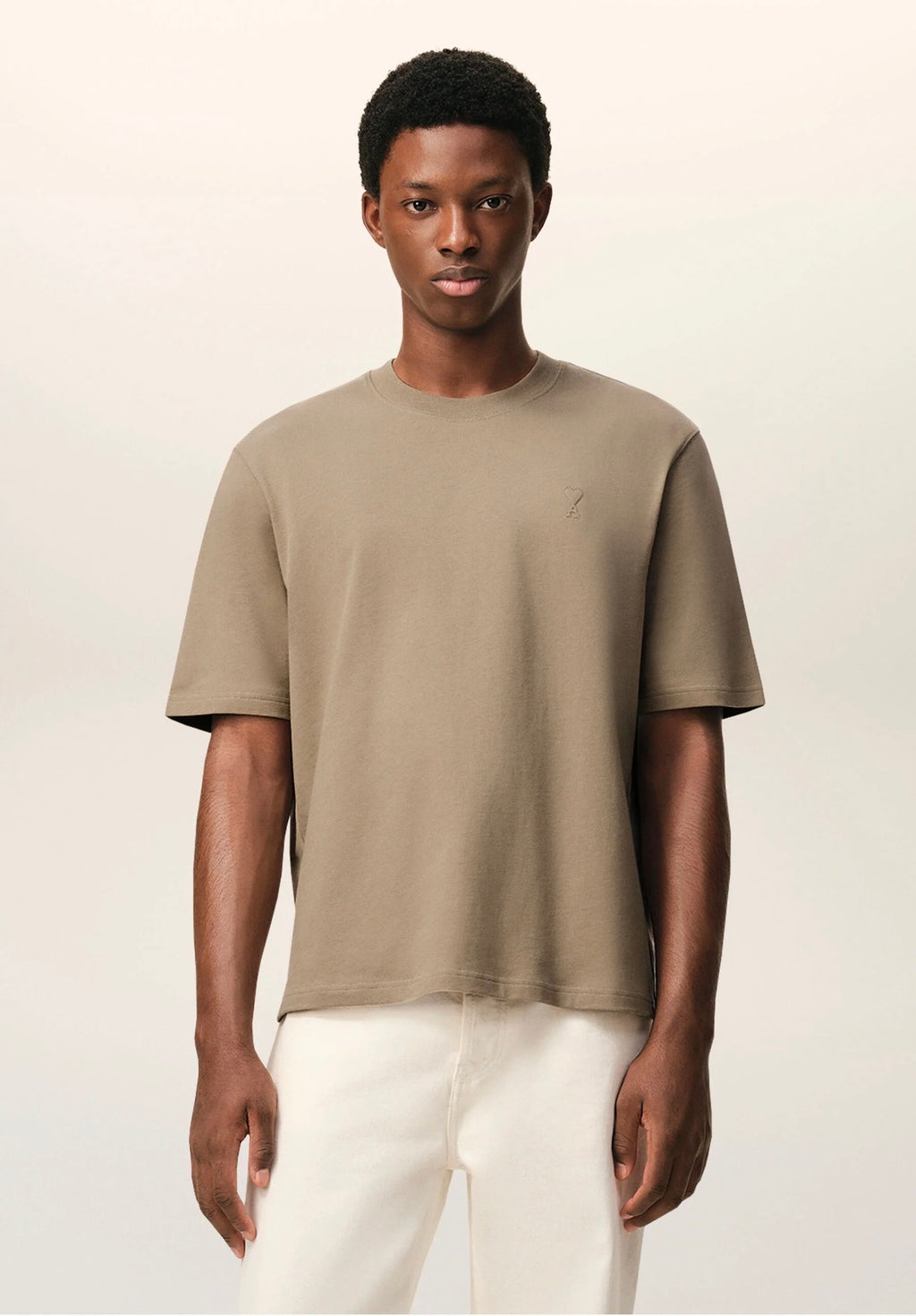 T-Shirt Ami Paris Uomo Marrone Chiaro