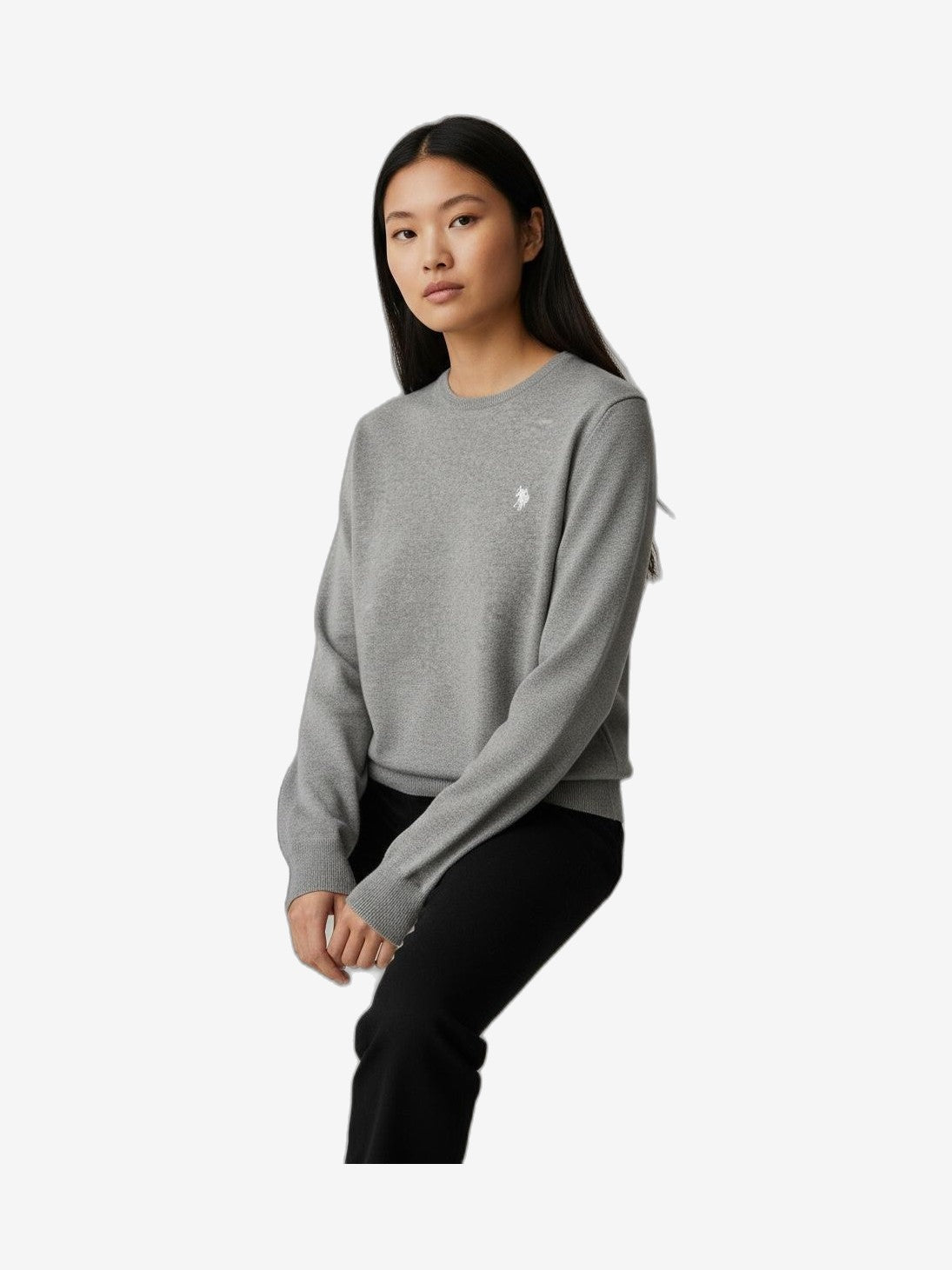 U.S. POLO Women's Knitwear Grey Cotton Crewneck