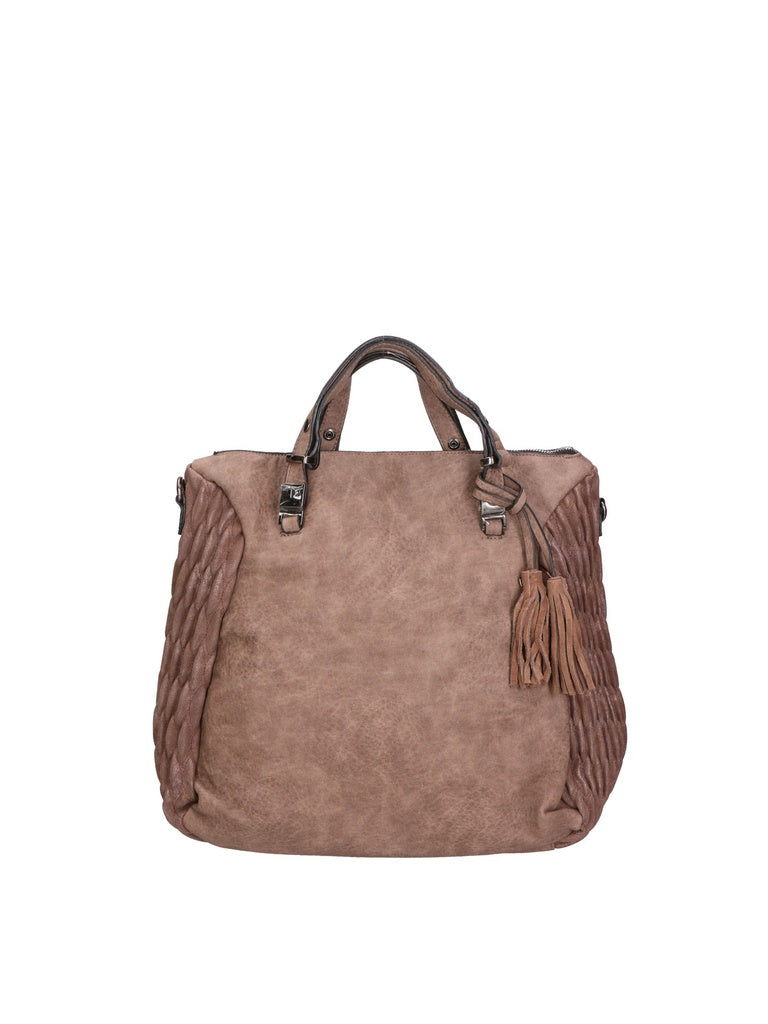 Women's Shoulder Bag - Zaffira Model - 13.8x3.9x15" - Nylon & Leather Mix