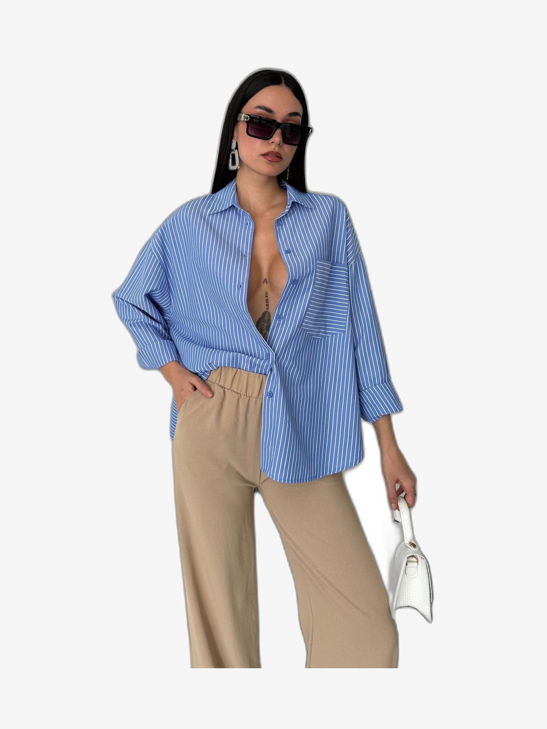 LONCA Camicie Donna Blu Cotone