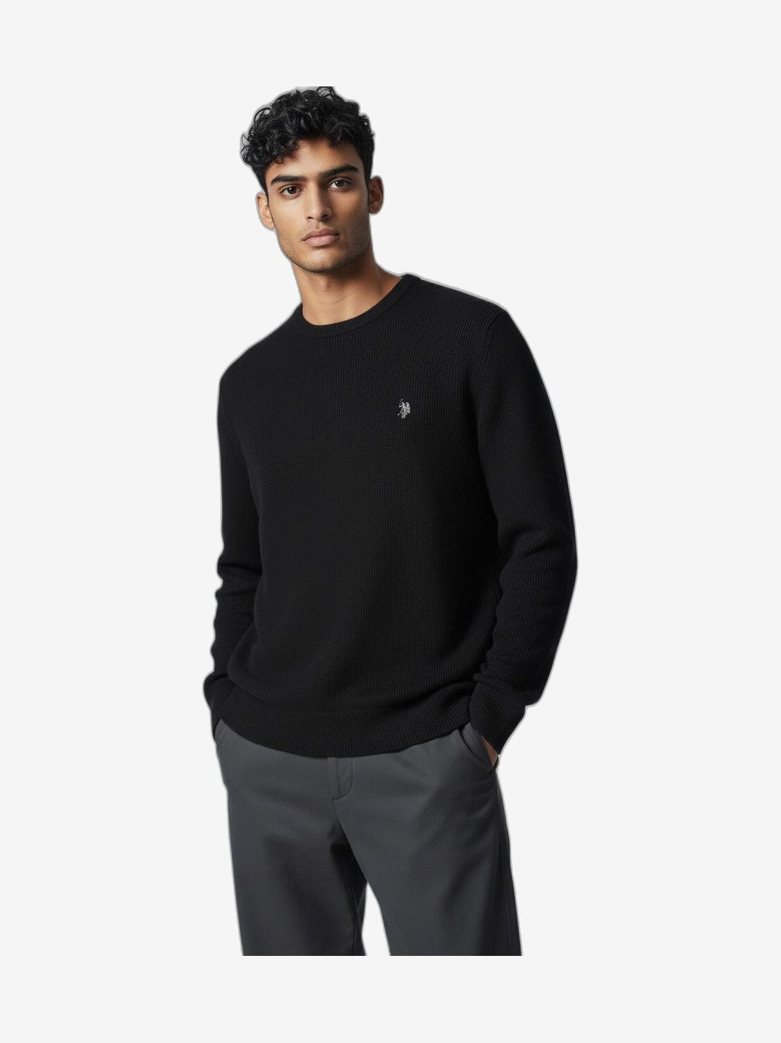 U.S. POLO Maglieria Uomo Nero Cotone Girocollo