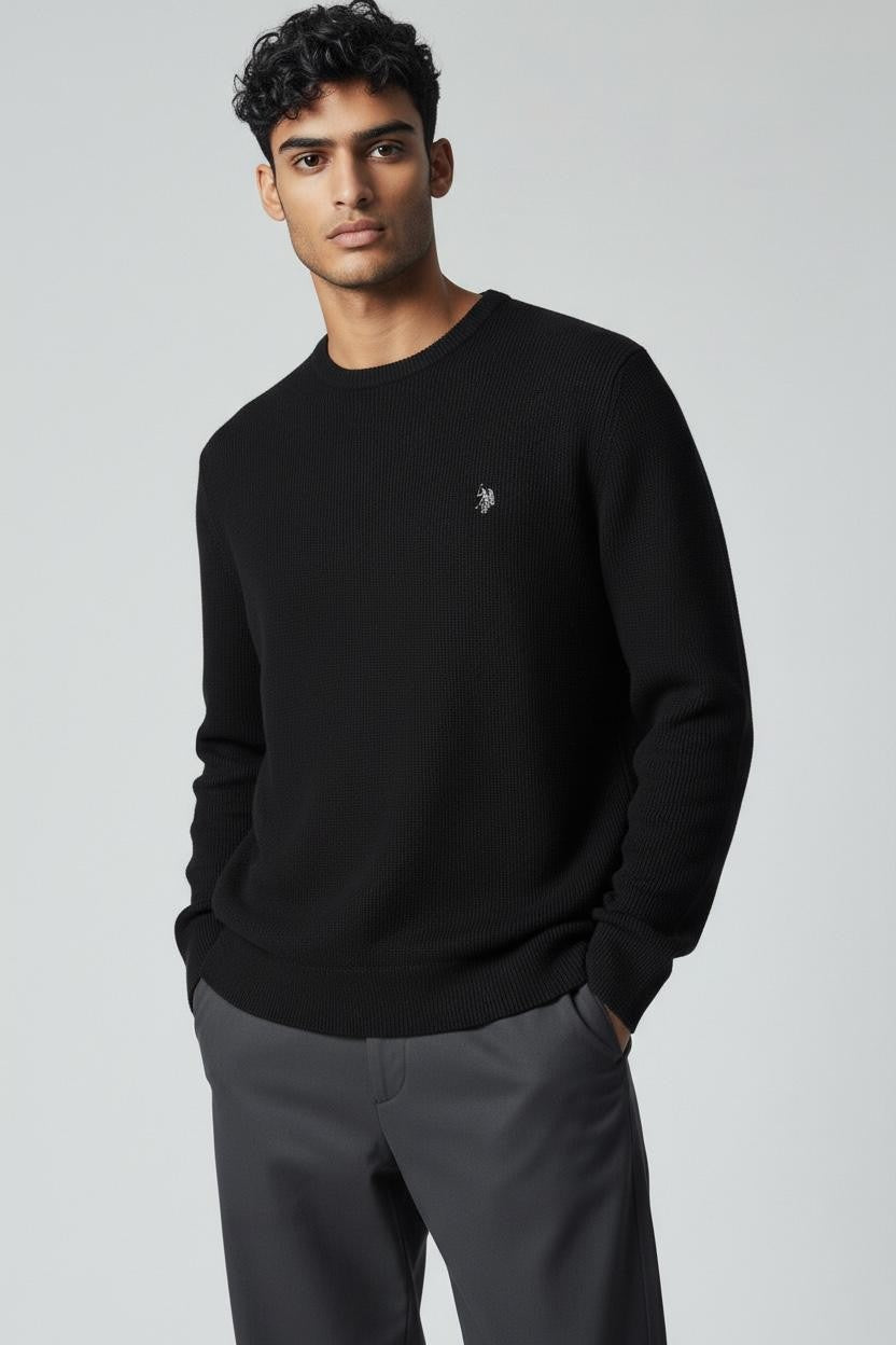 U.S. POLO Maglieria Uomo Nero Cotone Girocollo