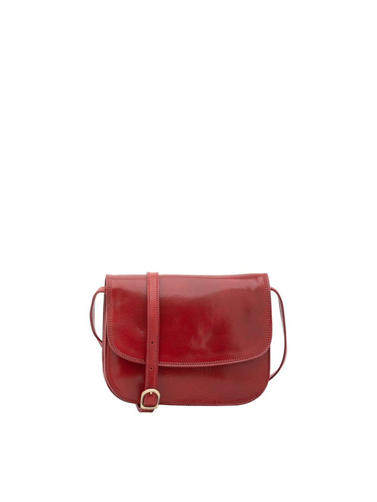 Women's Shoulder Bag - False Design - Genuine Leather