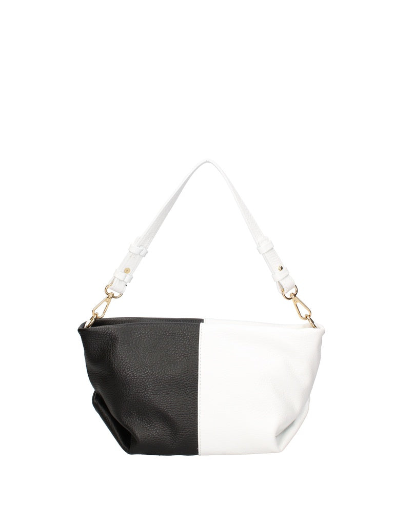 Women's Shoulder Bag - False Design - Genuine Leather