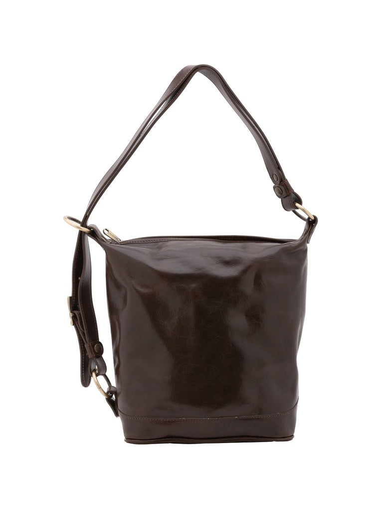 Women's Bucket Bag - False Design - Genuine Leather