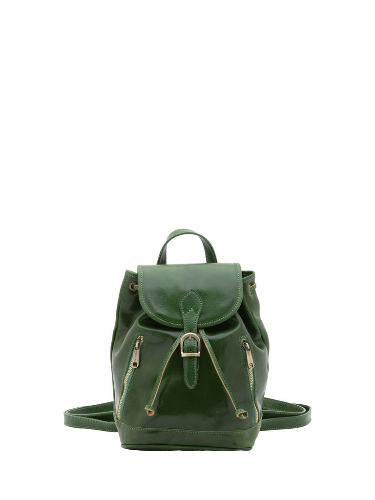 Women's Shoulder Bag - False Design - Genuine Leather