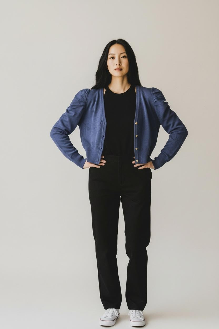 MARIUCCIA MILANO Cardigan Spallina Mujer Azul Algodón Cuello Redondo