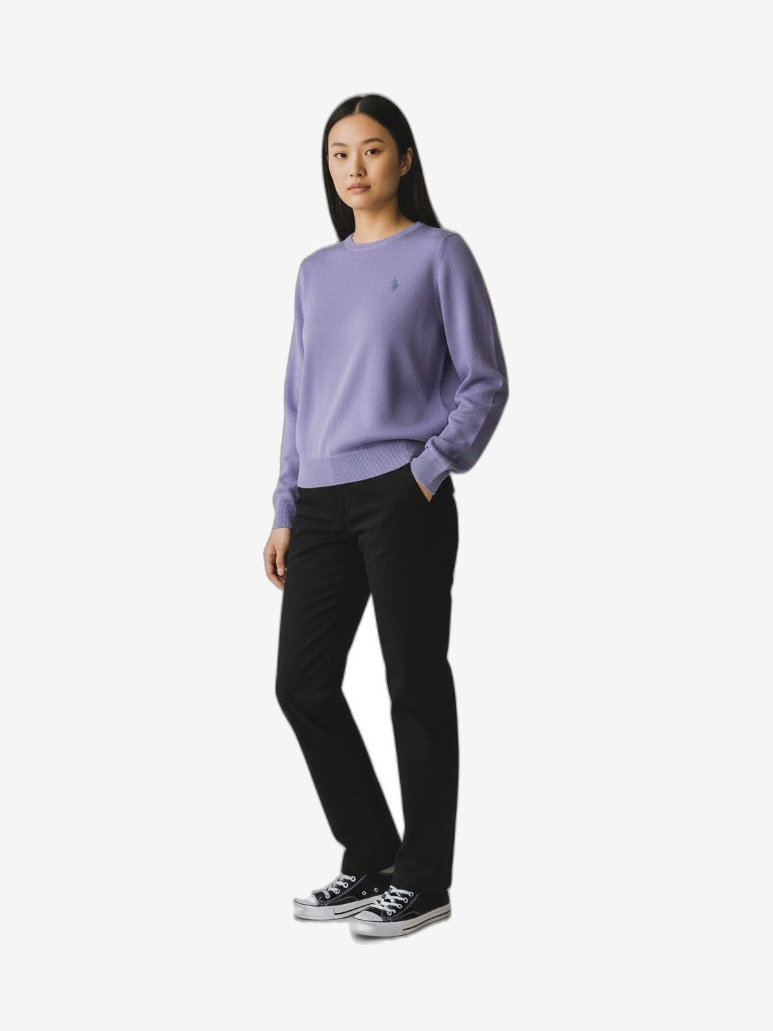 U.S. POLO Women's Knitwear Lilac Cotton Crew Neck