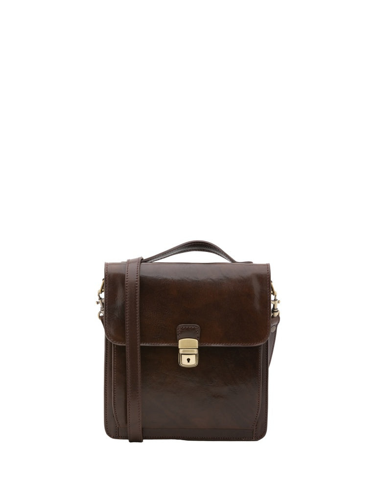 Men's Genuine Leather Shoulder Bag - False Model - Made in Italy
