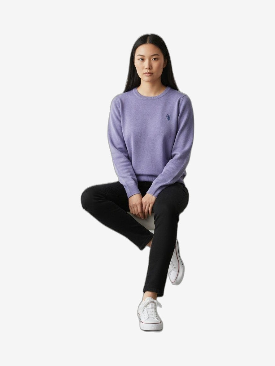 U.S. POLO Women's Knitwear Lilac Cotton Crew Neck