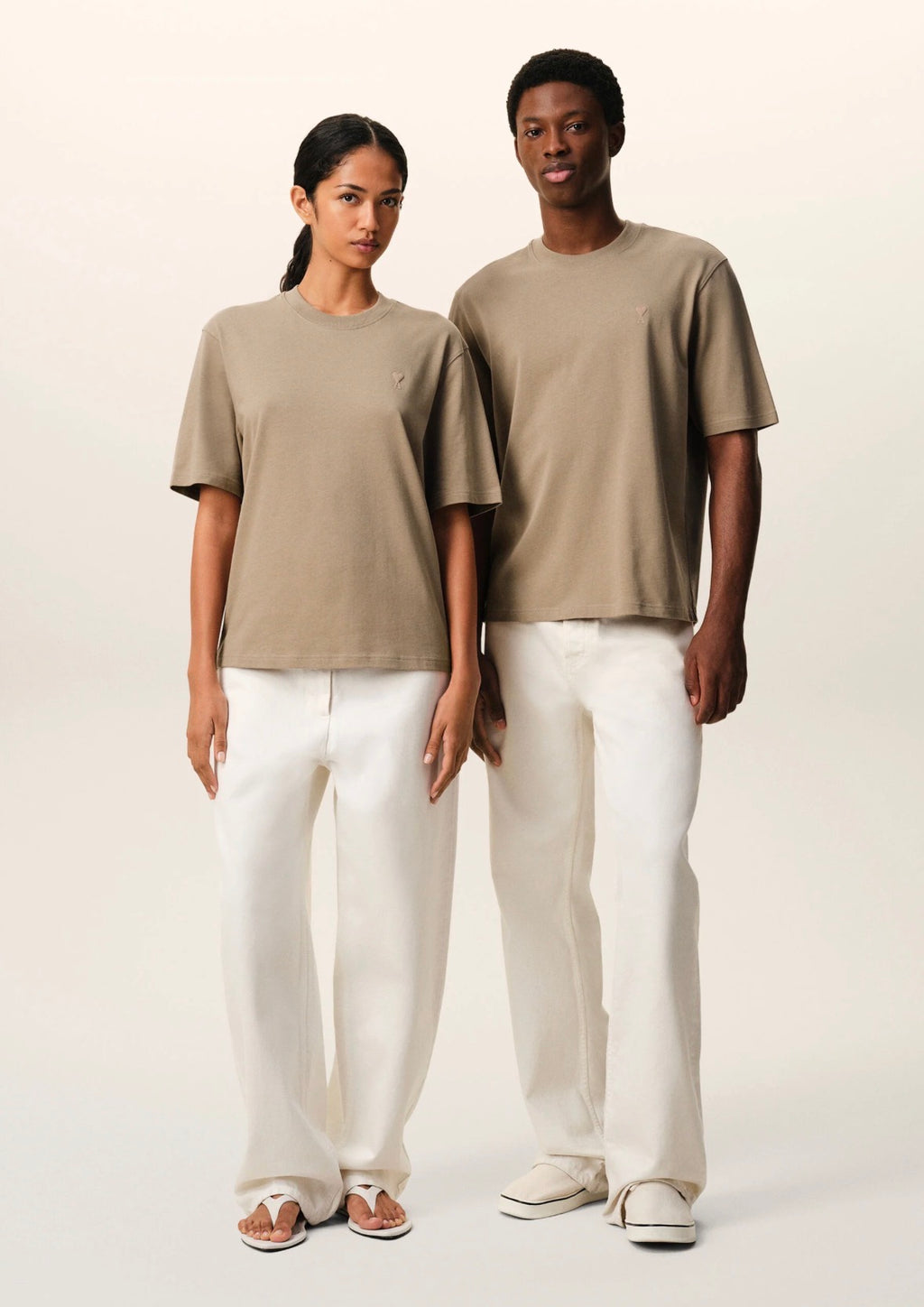 T-Shirt Ami Paris Uomo Marrone Chiaro