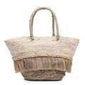 Women's Shopper Bag - Woven Straw - Cotton